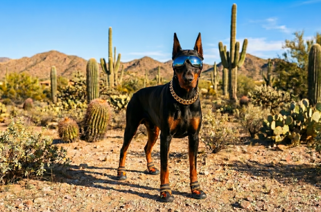 scottsdale doberman dog-friendly doggles and paw booties