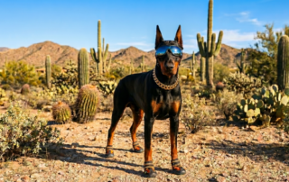 scottsdale doberman dog-friendly doggles and paw booties